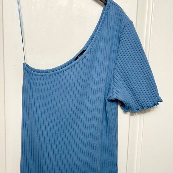 NEW Rails Rania Dress Blue One Shoulder Ribbed Comfortable Shift Midi Dress M - Picture 8 of 13